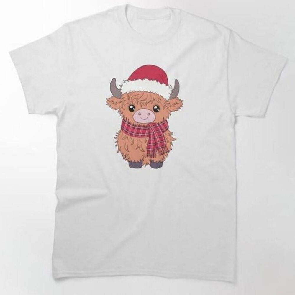Christmas Highland Cow Winter Happy 2025 Holiday Fan T-Shirt 90